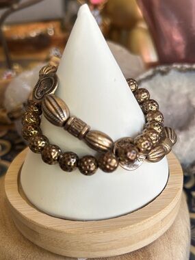Elegant Bronze Beaded Stretch Bracelets - Women Jewelry